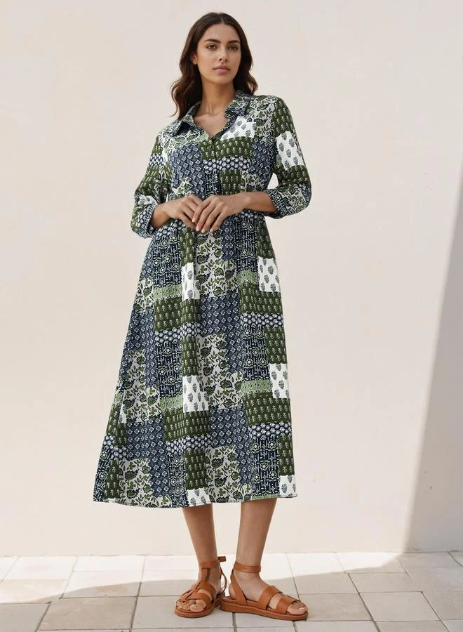 Midi Floral Shirt Dress