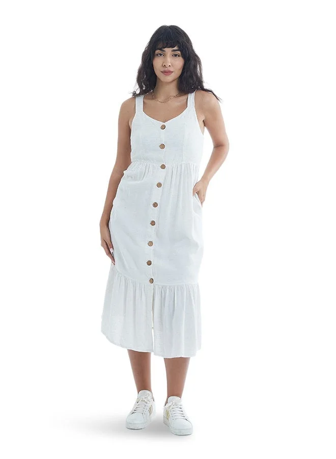 Women's Sleeveless Long Button Down Dress