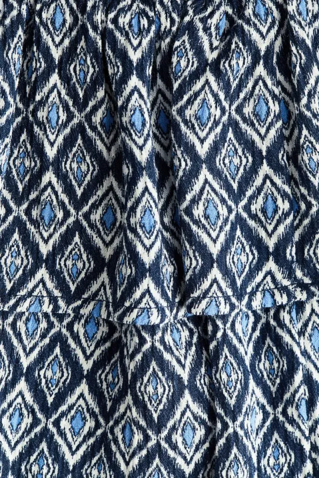 Navy and White Diamond Print Mini Smocked Tiered Dress – image 2