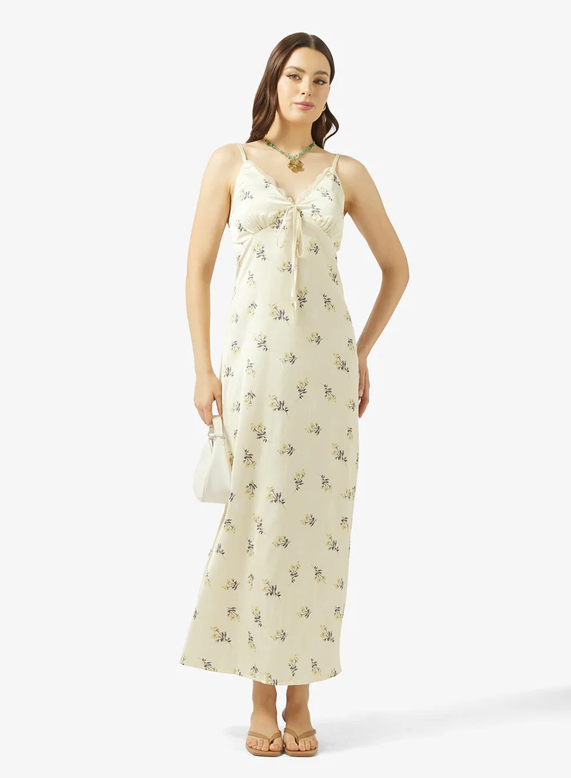 Strappy Floral Satin Dress