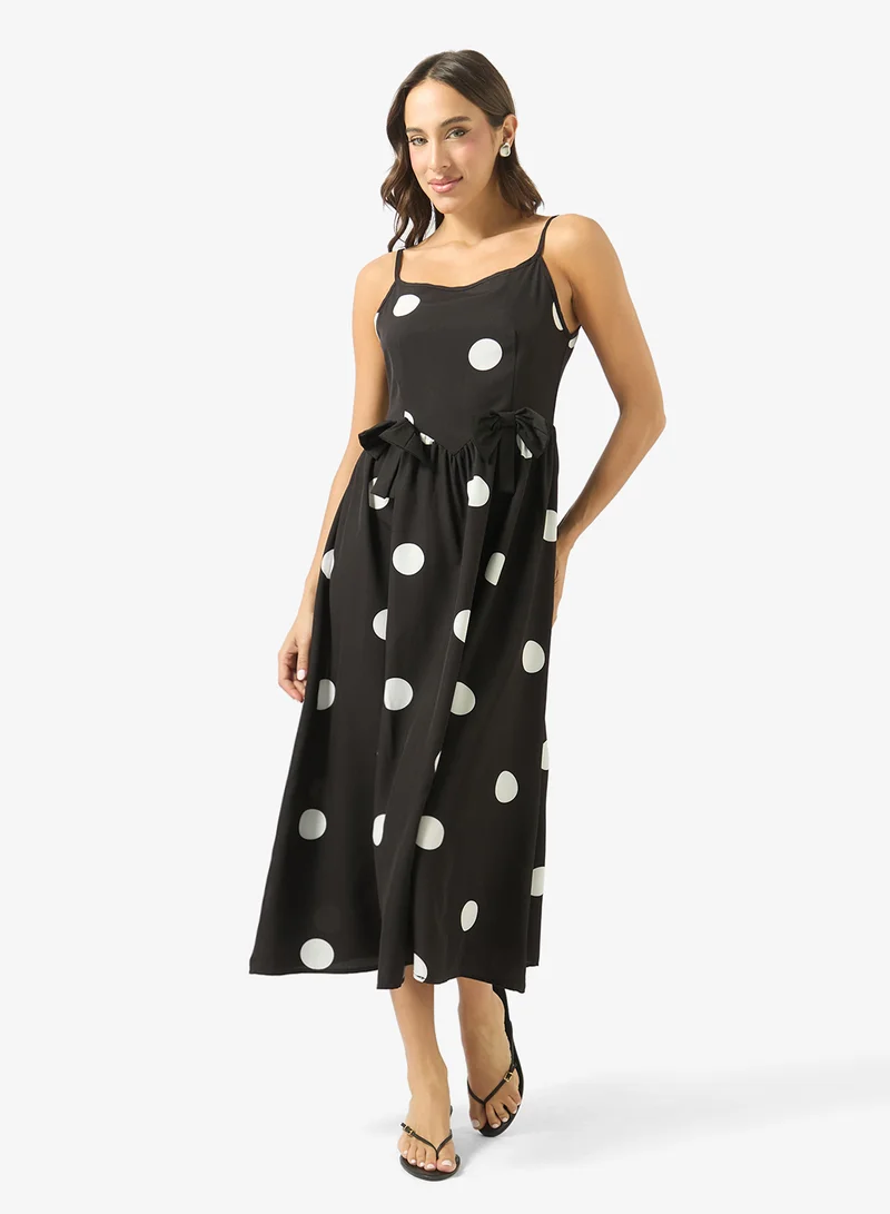 Strappy Polka Dot A-Line Dress