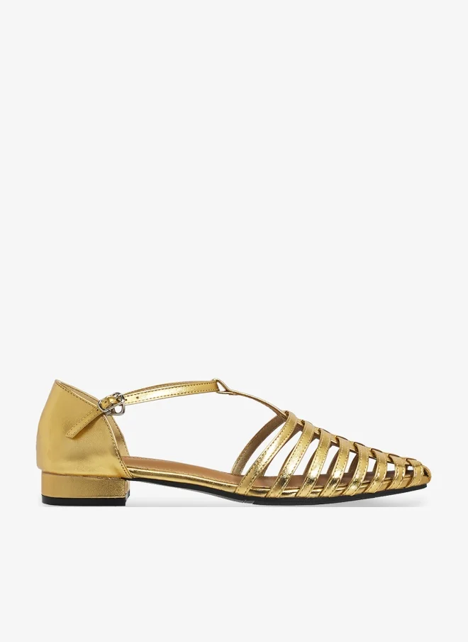 Pointed Toe Cut-Out Strap Flat Sandals