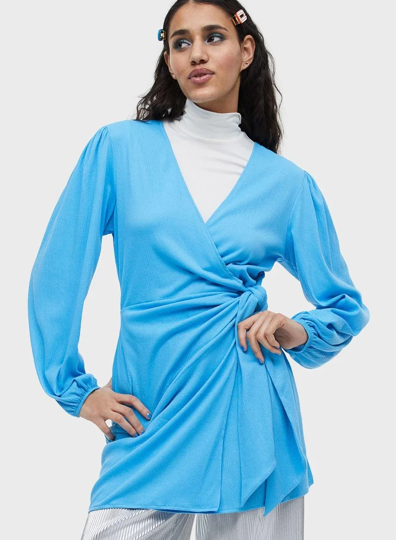 Wrap Mini Dress Aqua