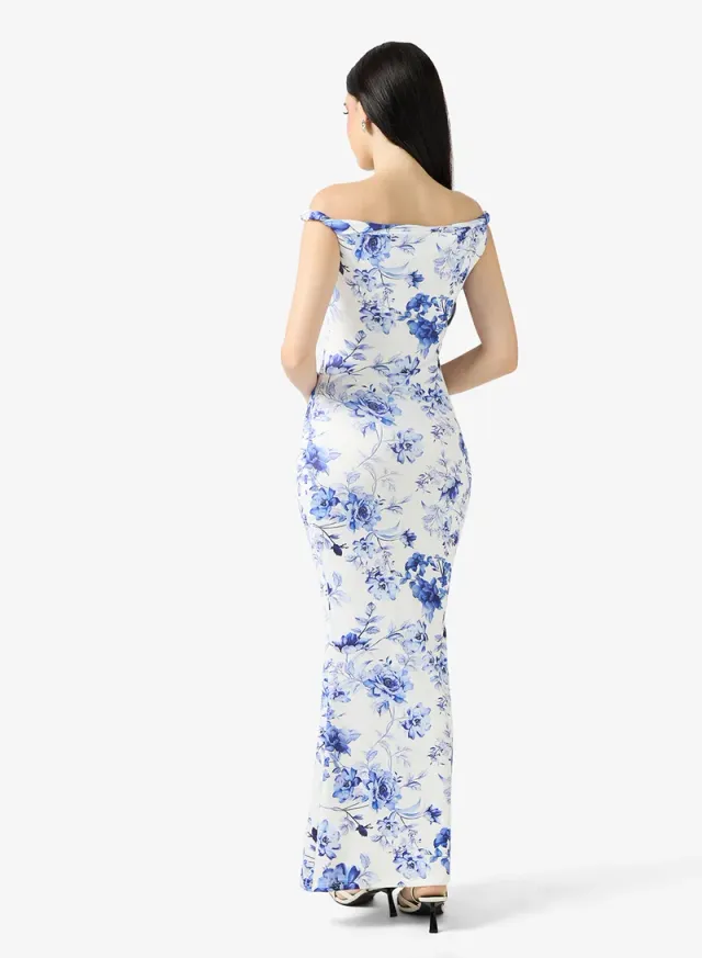 Blue Floral One Shoulder Maxi Dress for Women – image 2