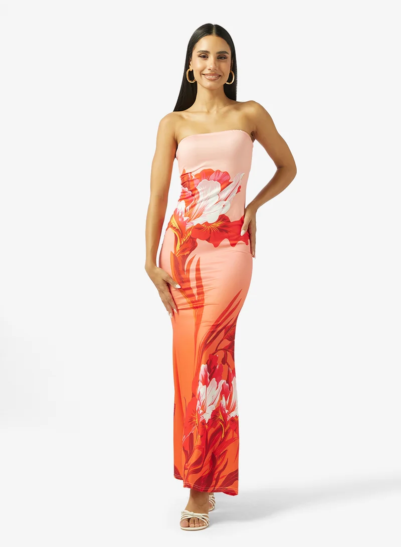 Floral Bandeau Bodycon Dress