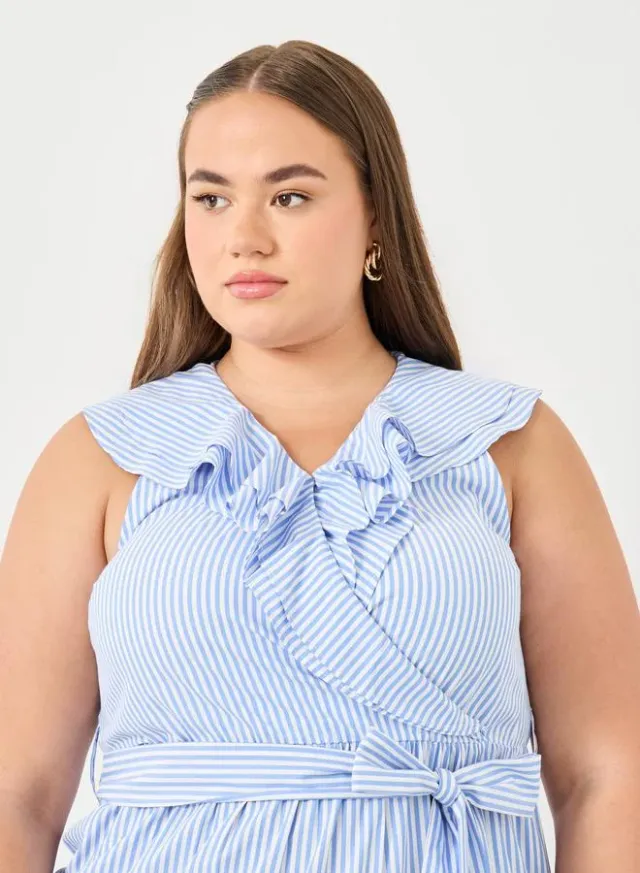 Plus Size Striped Ruffled Tiered Midi Dress – image 4