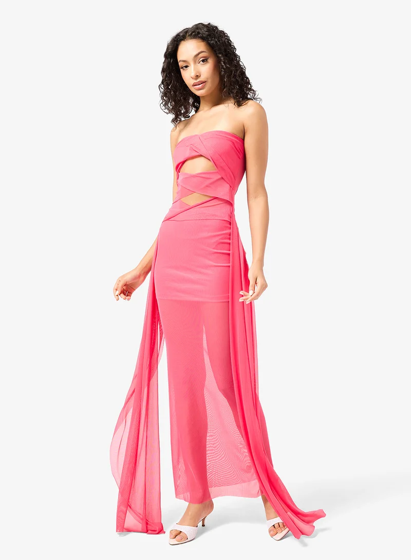 Bandeau Cutout Draped Dress