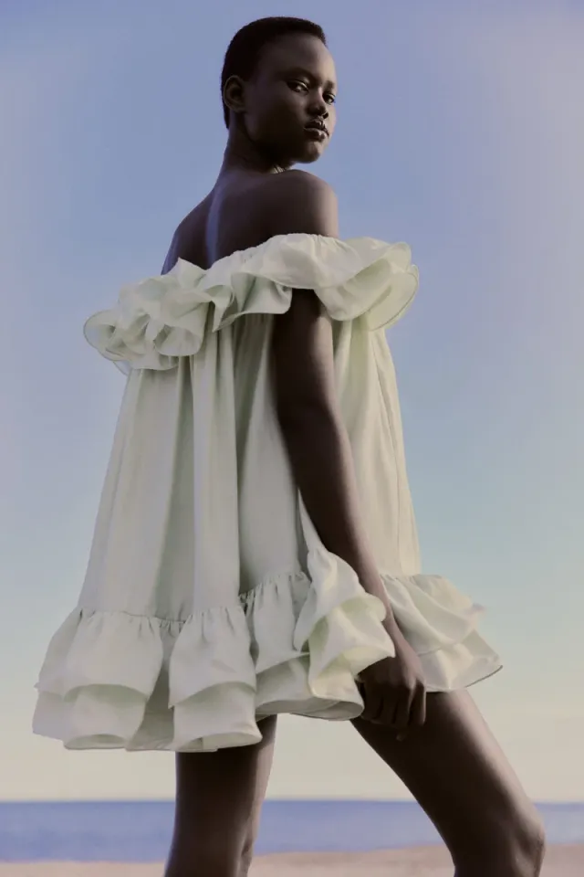 Frilled Off-Shoulder Dress