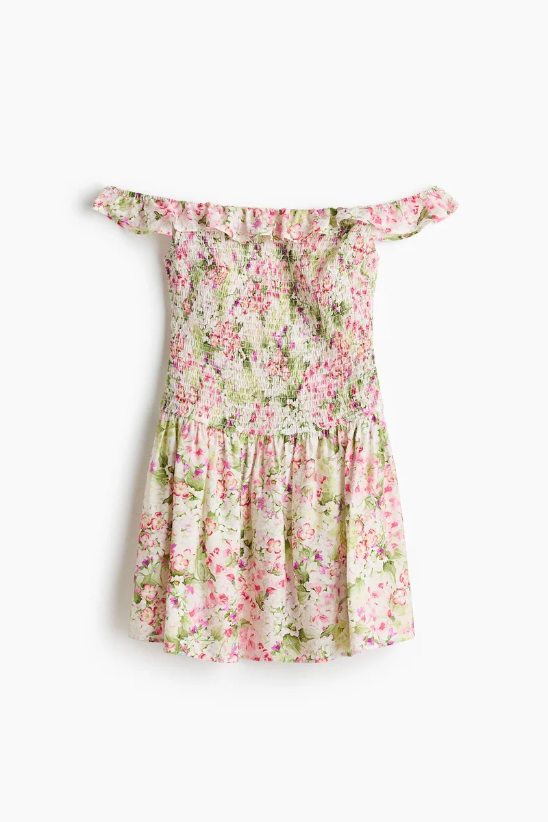 Smocked Off-Shoulder Dress