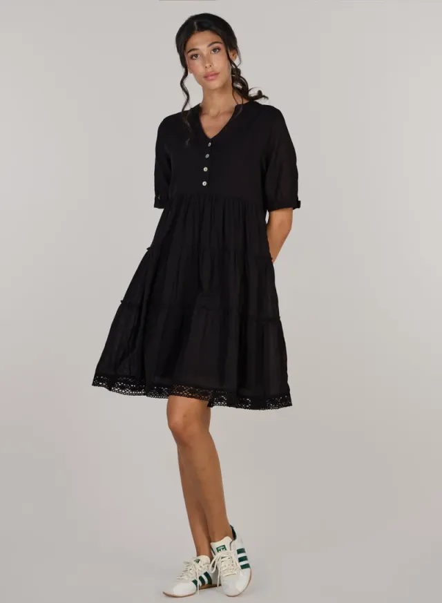 Gemma High Waist V-Neck Tiered Mini Dress – image 2