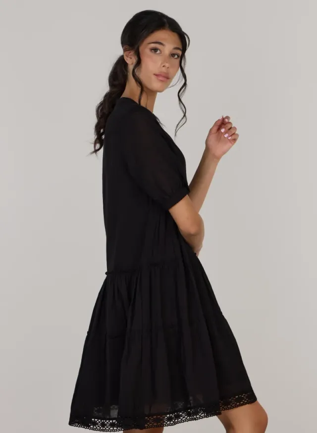 Gemma High Waist V-Neck Tiered Mini Dress – image 4