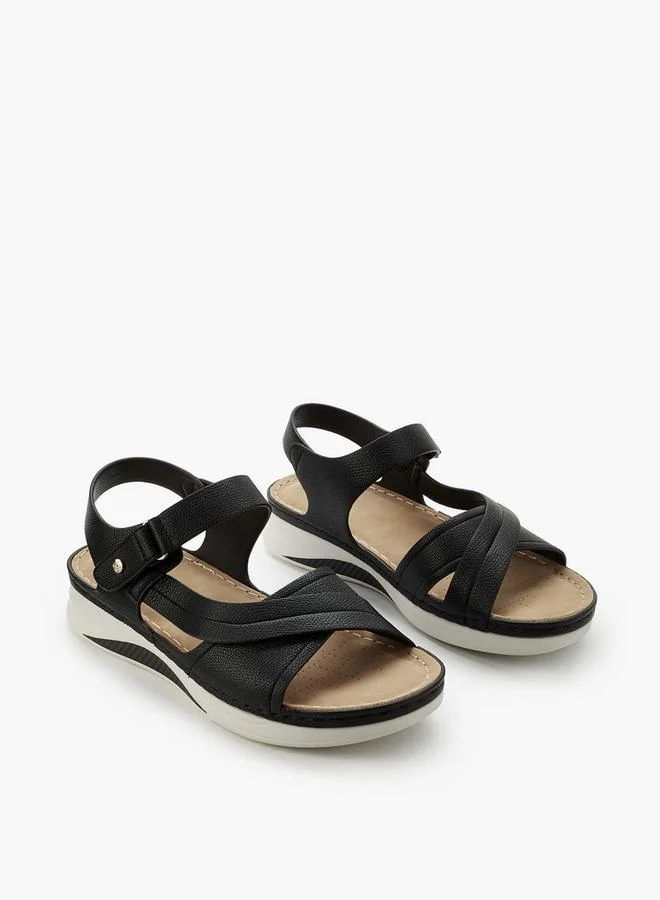Flora Bella Women's Hook & Loop Cross Strap Sandals