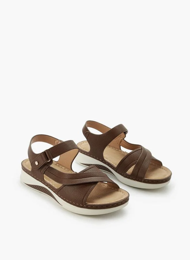 Flora Bella Women's Hook & Loop Cross Strap Sandals