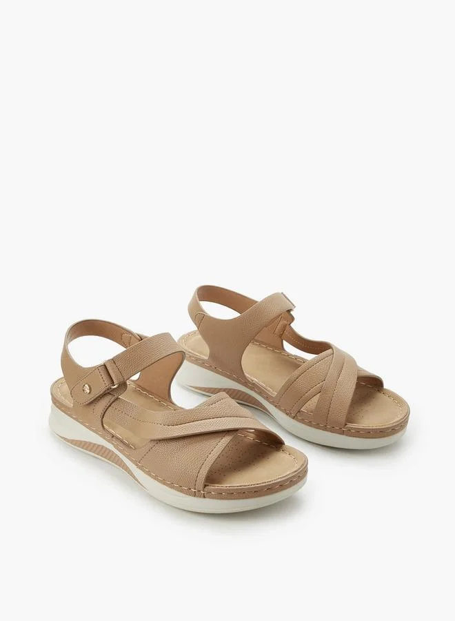 Flora Bella Women's Hook & Loop Cross Strap Sandals