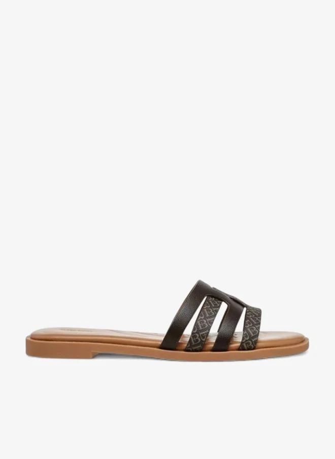 Monogram Print Slip-On Sandals
