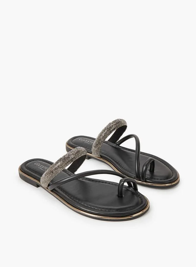 Women's Stone Embellished Flat Sandals