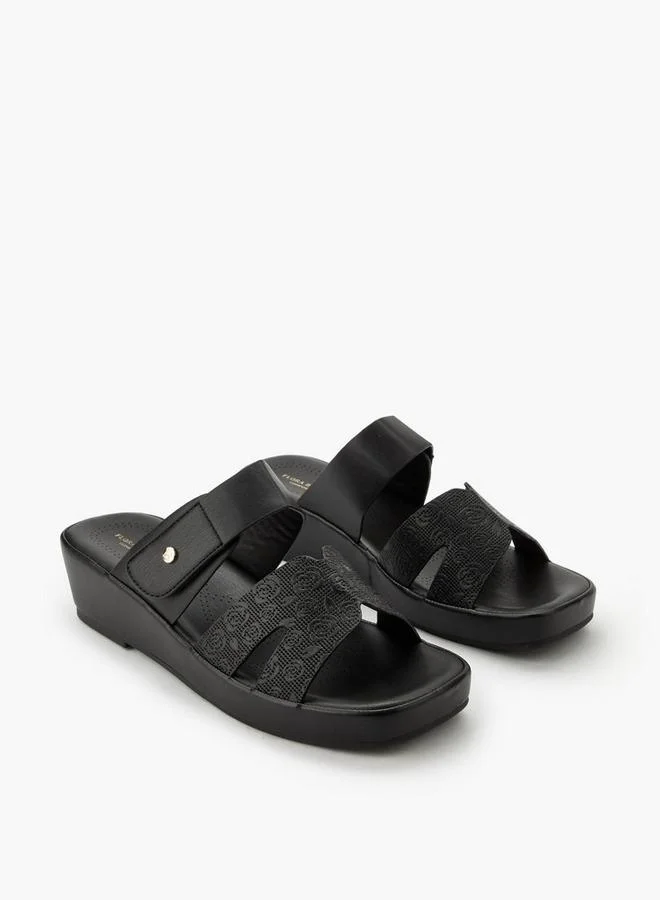 Flora Bella Women's Textured Hook-and-Loop Strap Sandals