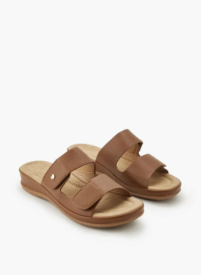Flora Bella Women's Textured Hook-and-Loop Strap Sandals