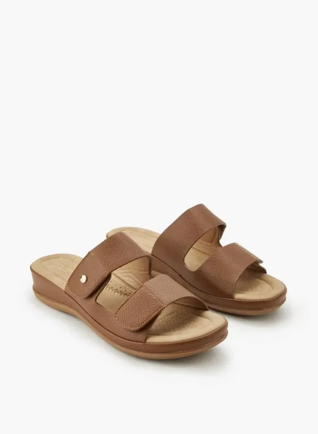 Flora Bella Women's Textured Hook-and-Loop Strap Sandals