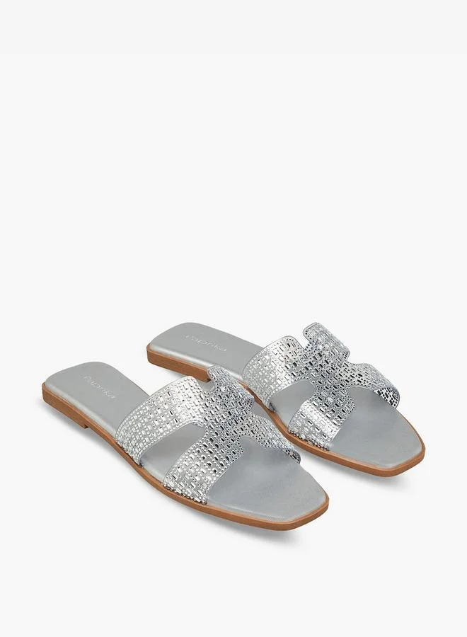 Women Embellished Slip-On Flat Sandals