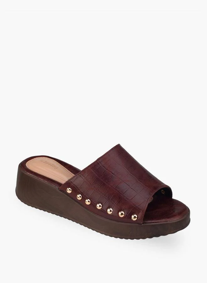Women Textured Flatform Heel Sandals