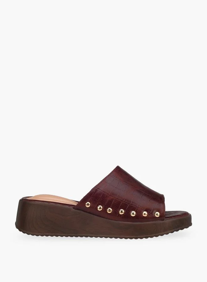 Women Textured Flatform Heel Sandals
