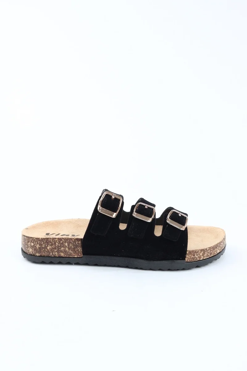 VINY Women's Adjustable Triple Buckle Comfort Slide Sandals