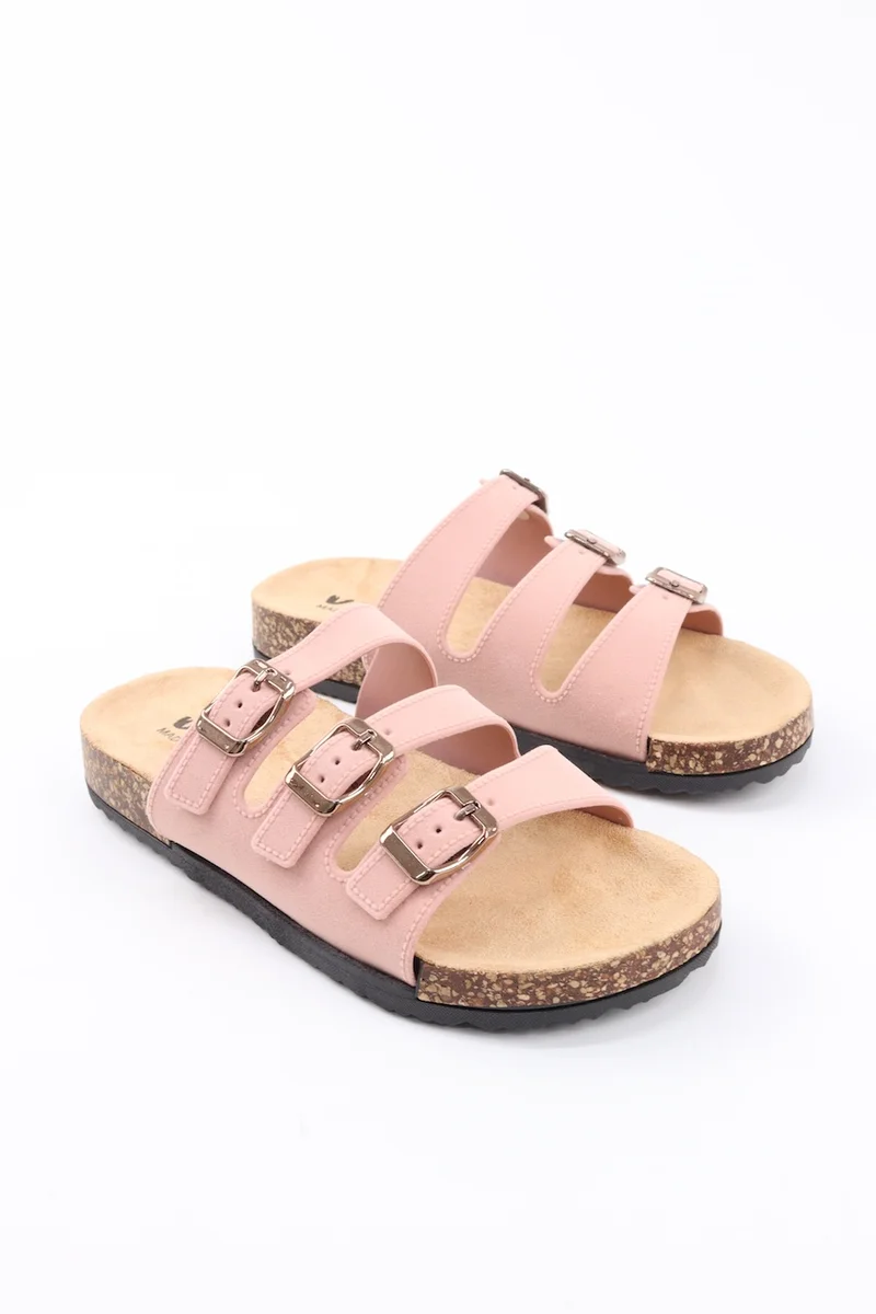 VINY Women's Adjustable Triple Buckle Comfort Slide Sandals