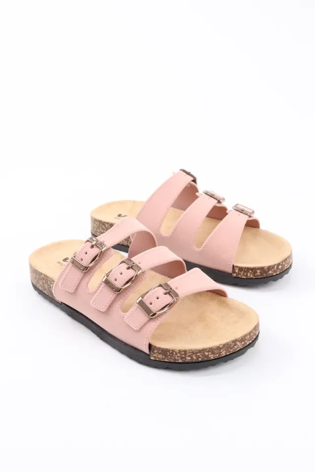 VINY Women's Adjustable Triple Buckle Comfort Slide Sandals