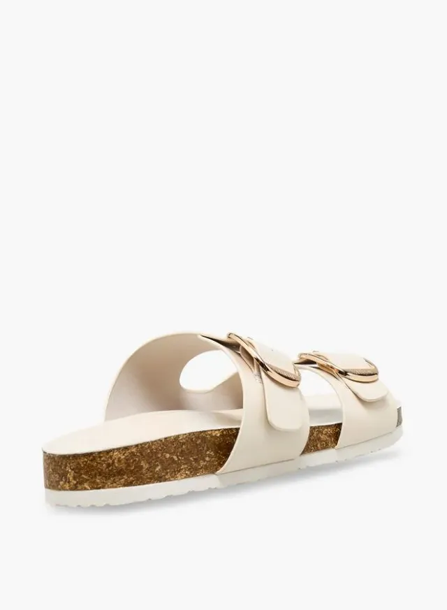 Brown PU Women's Flat Sandals with Buckle Straps – image 4