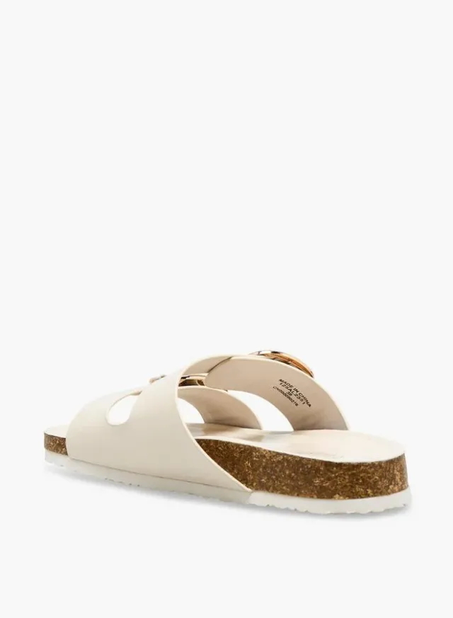 Brown PU Women's Flat Sandals with Buckle Straps – image 5