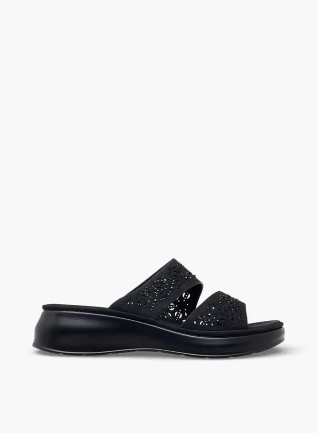 Cream PU Two-Strap Wedge Heel Slide Sandals for Women – image 3