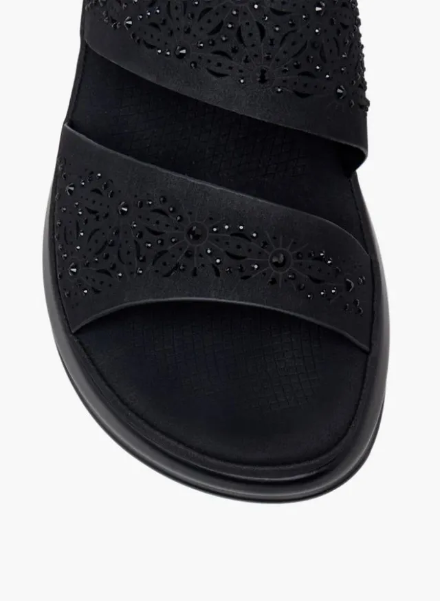 Cream PU Two-Strap Wedge Heel Slide Sandals for Women – image 4