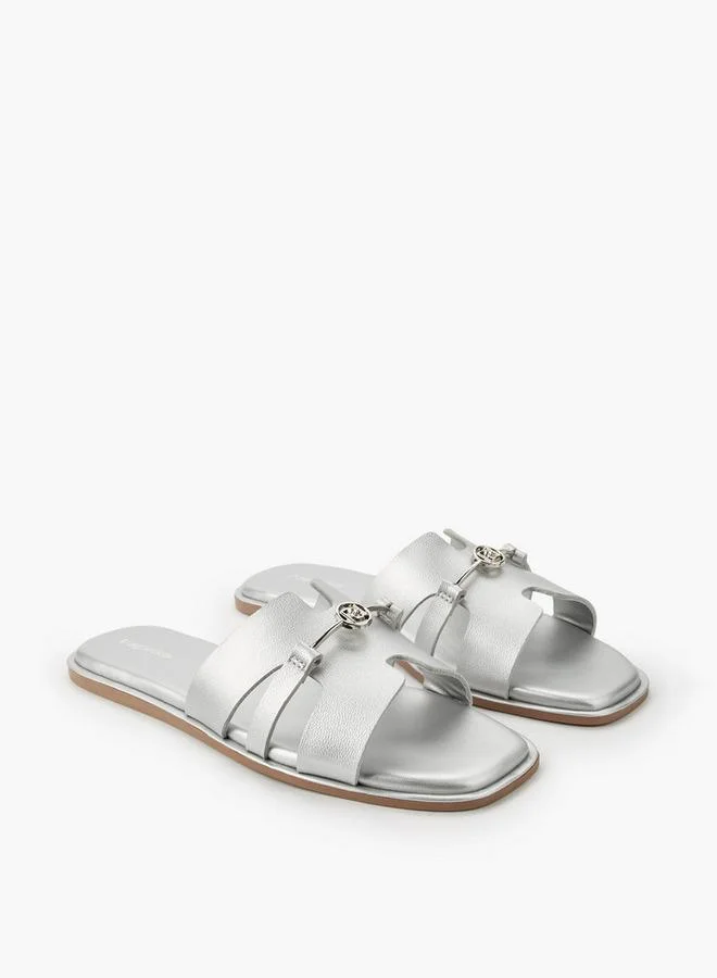 Women's Metallic Accent Slide Sandals