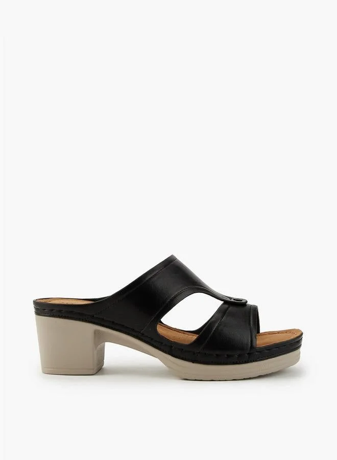 Block Heel Slip-On Sandals