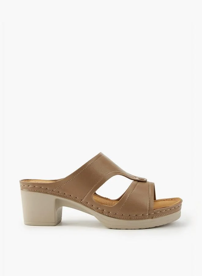Block Heel Slip-On Sandals