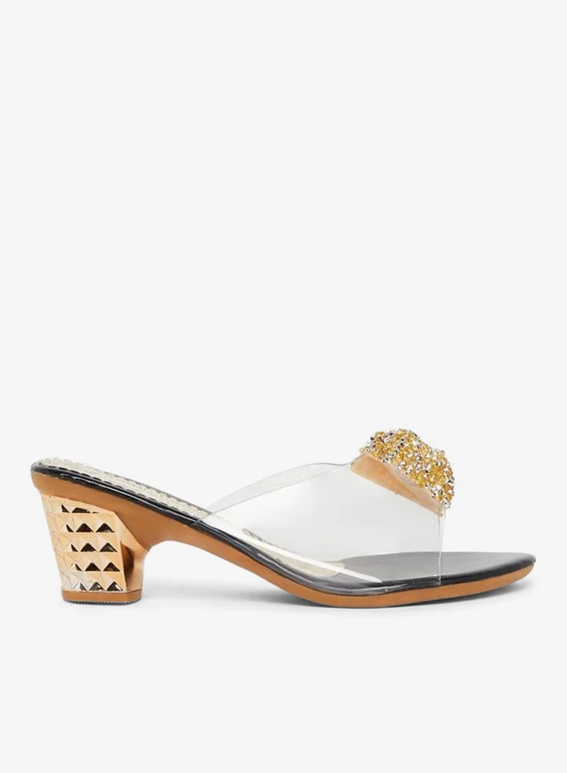 Embellished Bow Transparent Strap Sandals