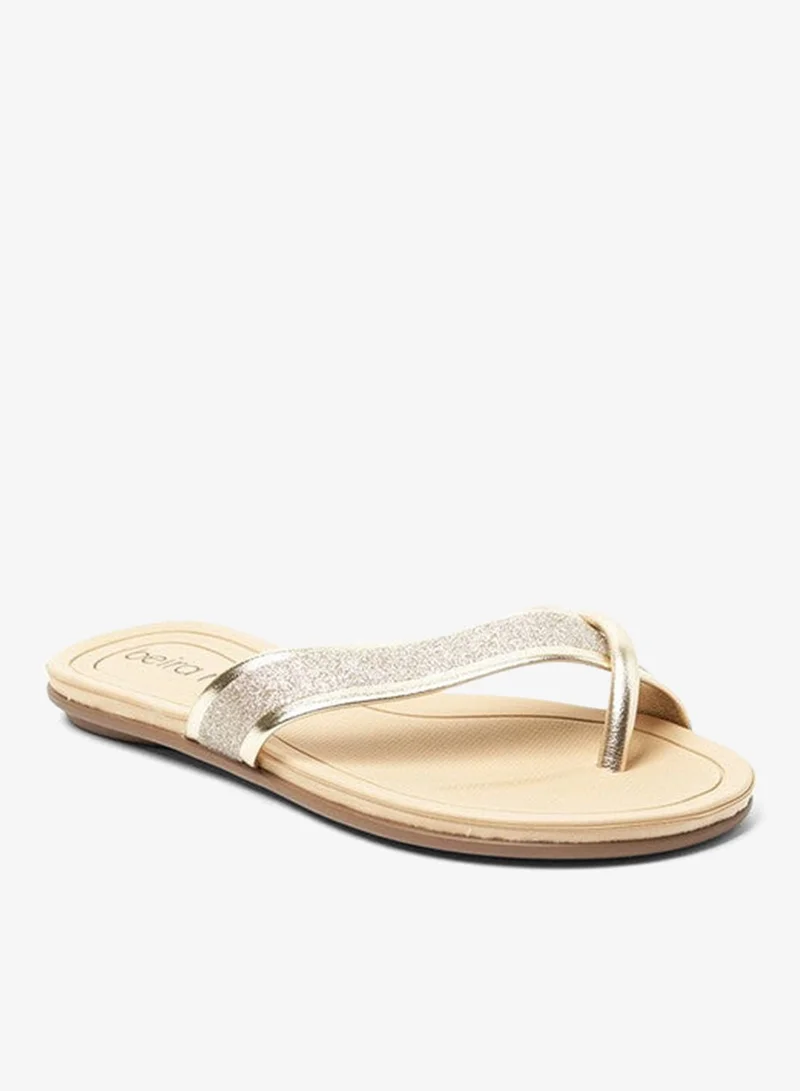 Beira Rio Ladies Flat Sandals Golden