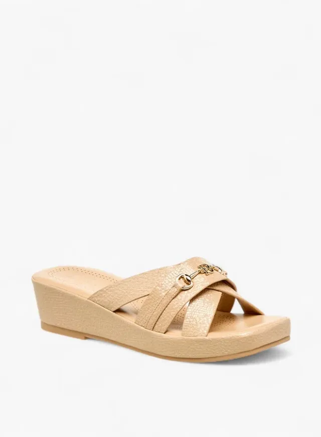 Women's Textured Cross Strap Sandals