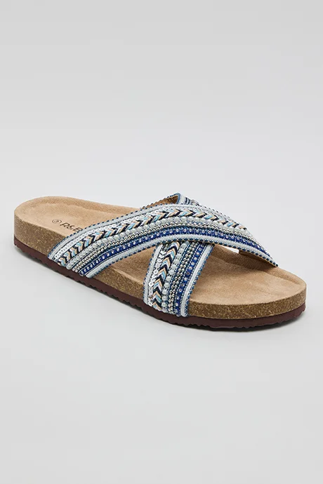 Embroidered Flat Sandals