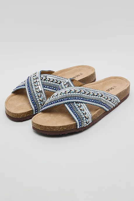 Embroidered Flat Sandals