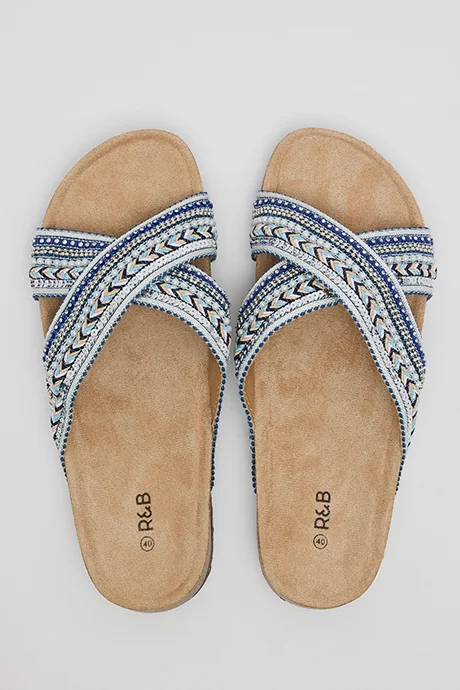 Embroidered Flat Sandals