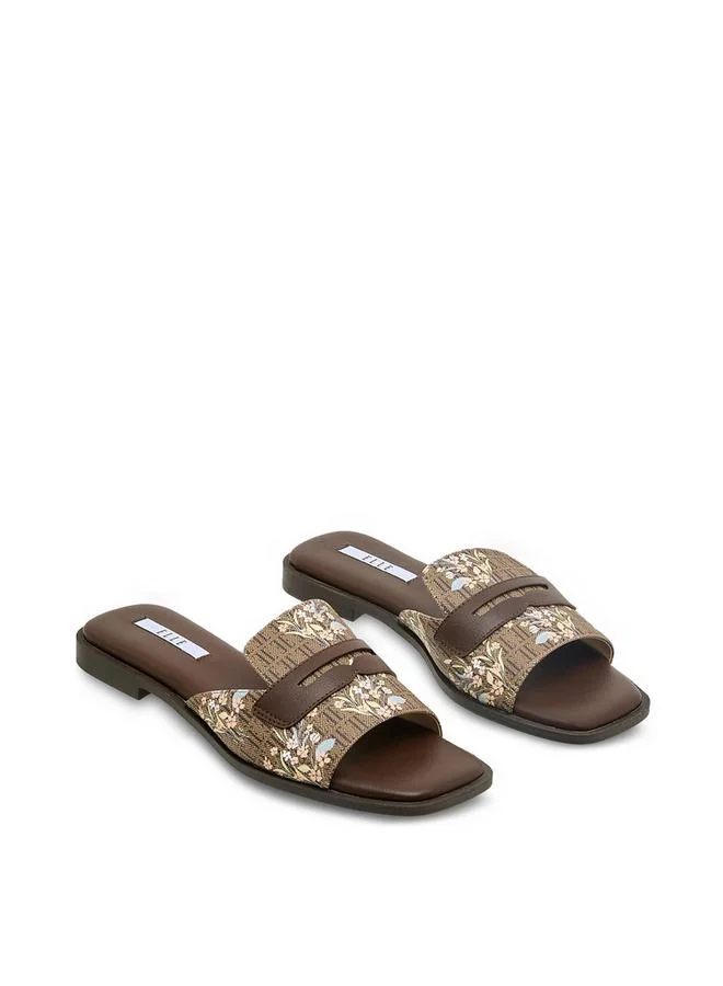 Women's Monogram Print Slide Sandals