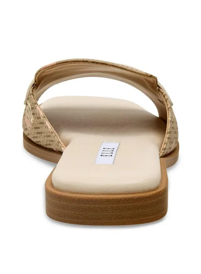 Brown PU Monogram Floral Slide Sandals for Women - Flat Sole – image 5