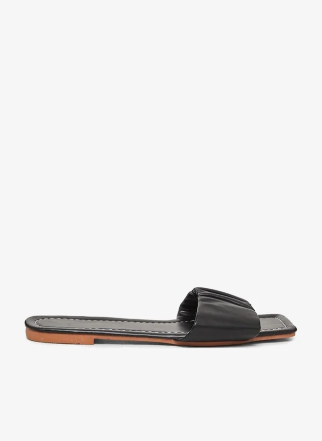 Pleated Flat Sandals Black