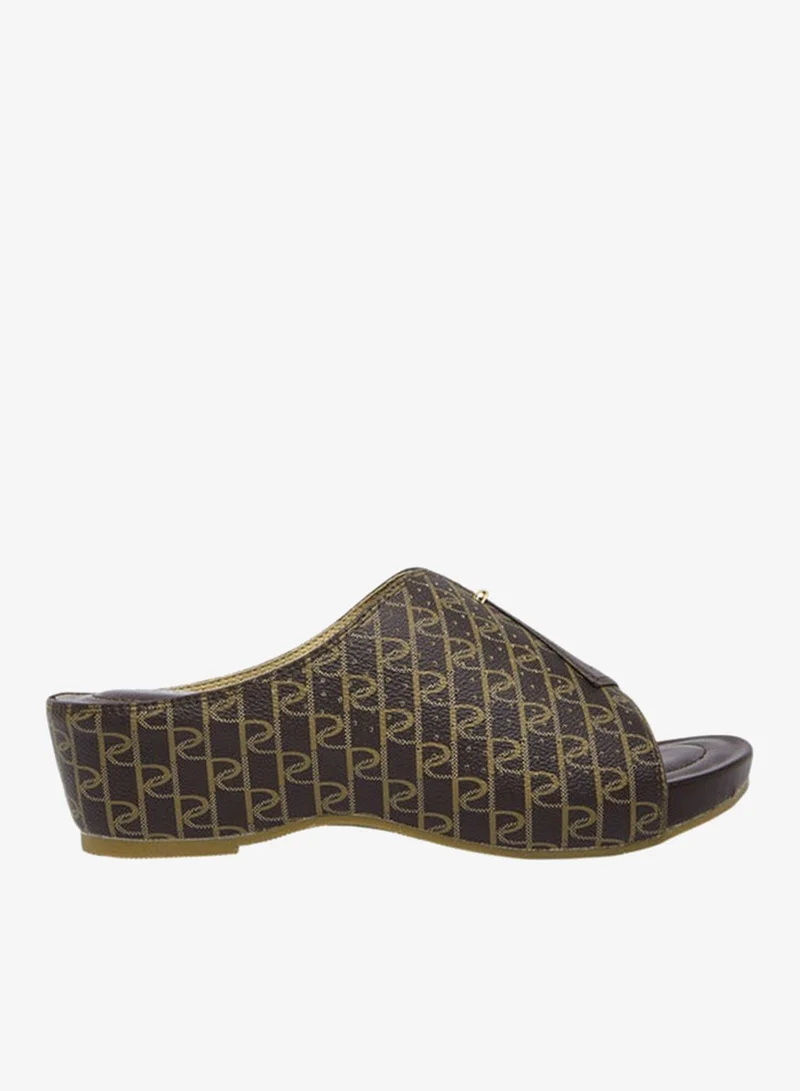 Women's Perforated Slip-On Peep Toe Wedge Sandals