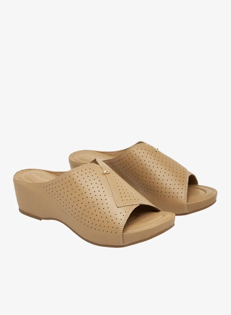 Women's Perforated Slip-On Peep Toe Wedge Sandals
