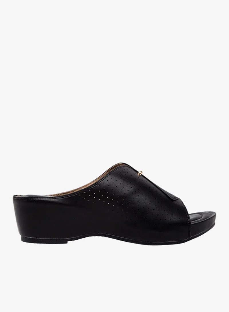 Women's Perforated Slip-On Peep Toe Wedge Sandals