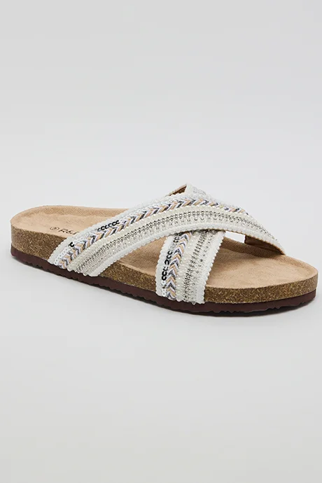 Embroidered Flat Sandals