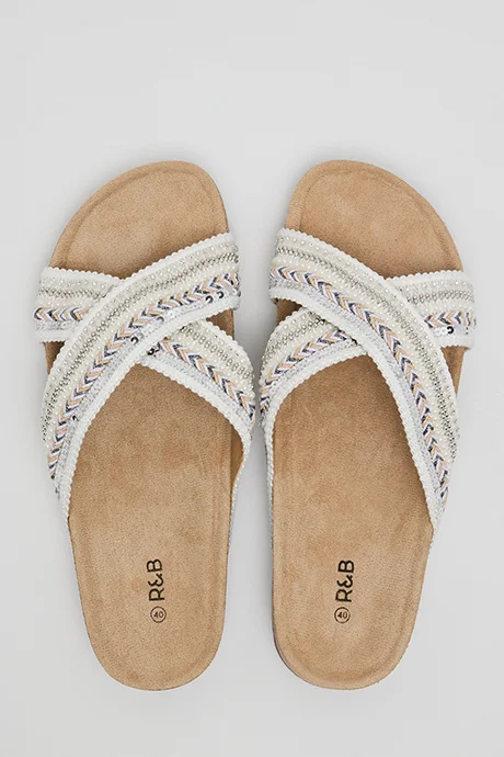 Embroidered Flat Sandals
